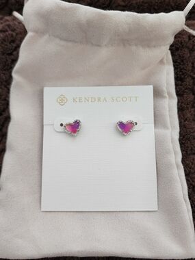 Kendra Scott Purple-Pink Gradient Heart Stud Earrings